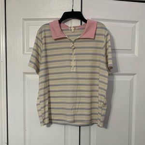 stella tweed zip up polo